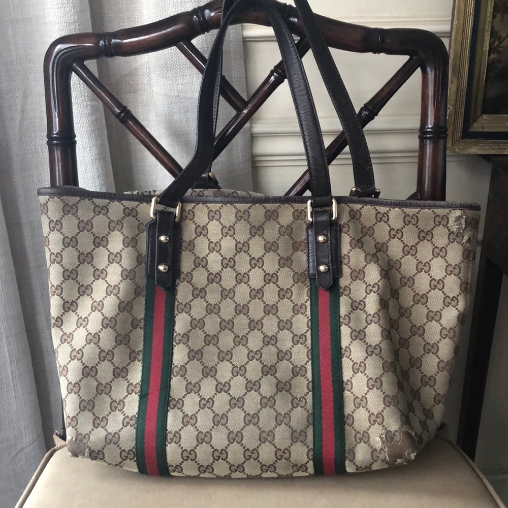 GUCCI CLASSIC G TOTE w CLASSIC WEBBING